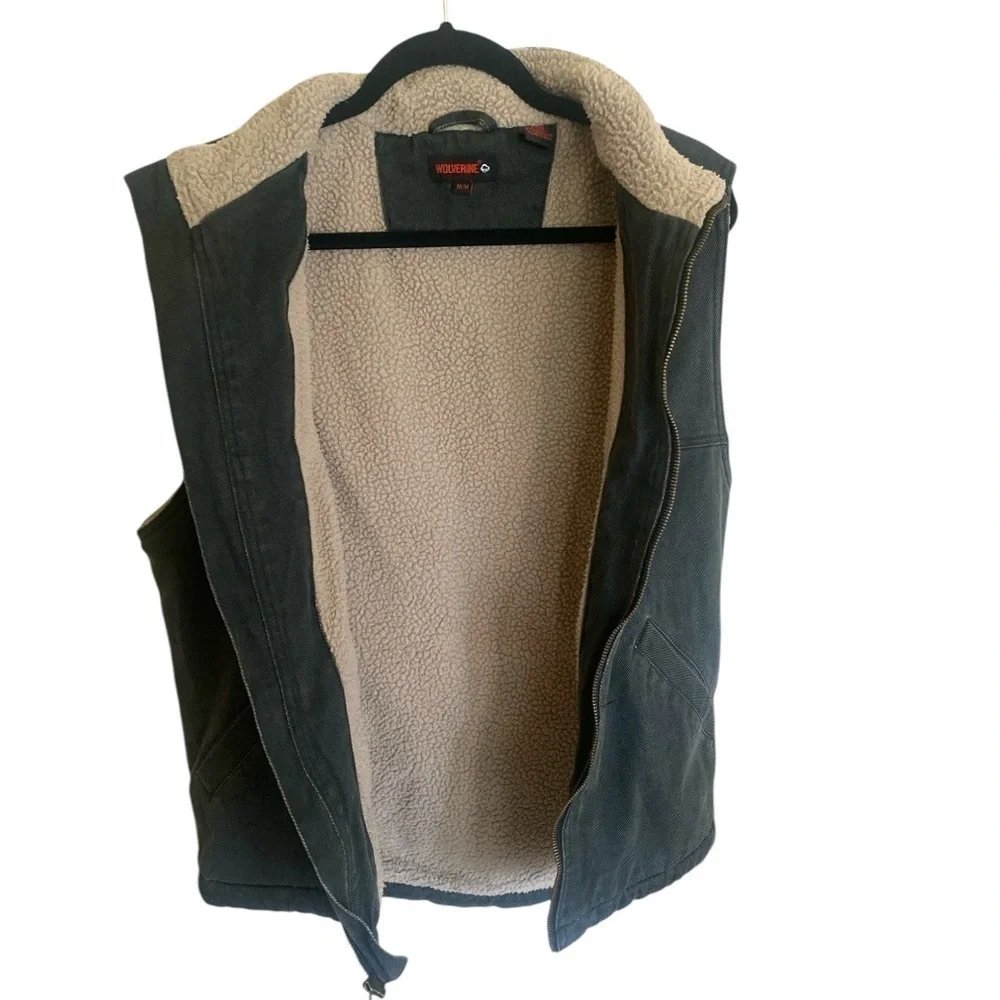 WOLVERINE Rugged Upland Twill Vest Sherpa Lined Green